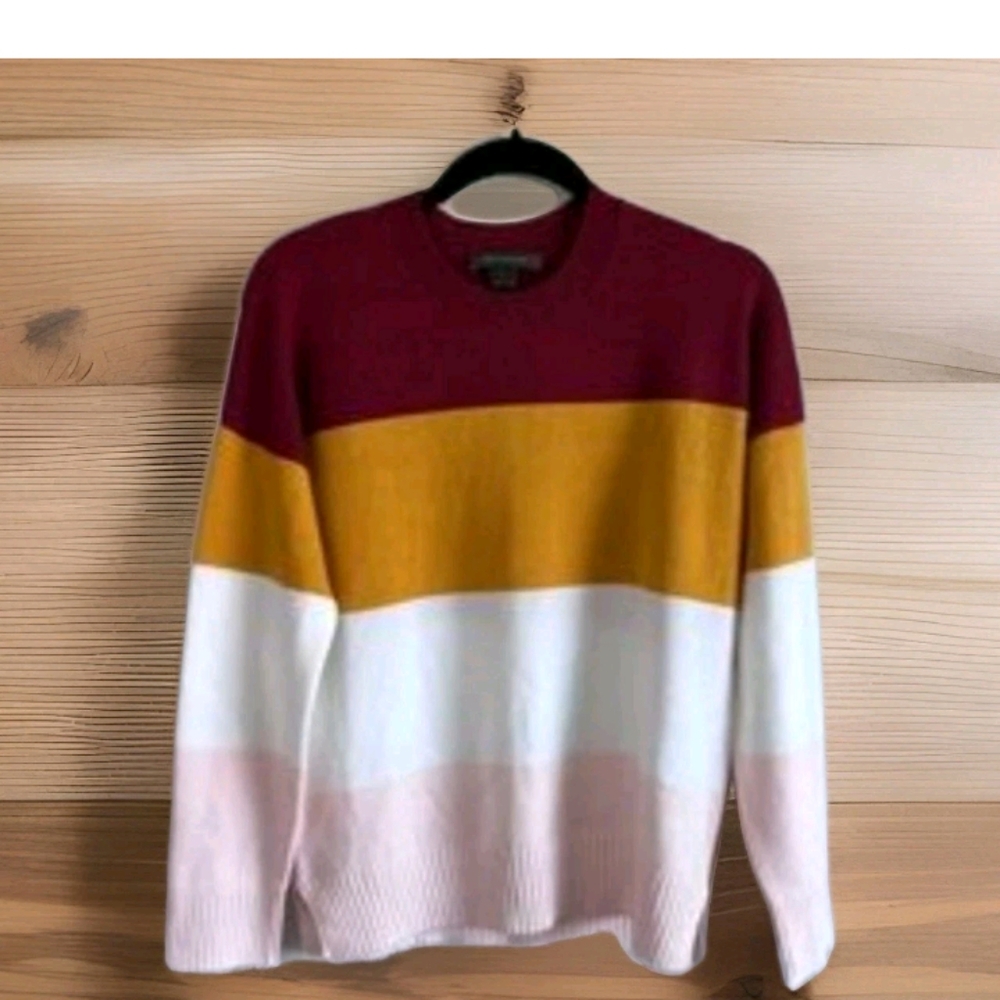 French Connection Women's Crewneck Sweater - Burgundy, Mustard, White